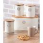 Typhoon Living Airtight Tea, Coffee and Sugar Storage Canister with Bamboo Lid, Set of 3, 1 Litre, Cream