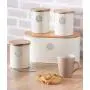 Typhoon Living Airtight Tea, Coffee and Sugar Storage Canister with Bamboo Lid, Set of 3, 1 Litre, Cream