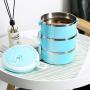 Stainless Steel Internal Lunch Box Lunch Box 3 Layers Insulation Leakproof Tiffin Food Container Storage Carrier Blue