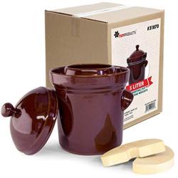 TSM Products Polish Fermenting Crock with Stone Weights, 5 L, Burnt Sienna