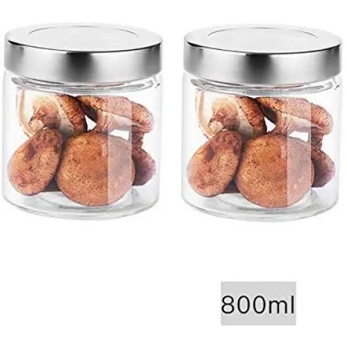 Transparente Behälter für Scrubs, Mason Glaskaraffen – 800 ml (2 Stück) – Vielseitig, Robust, mit Deckel