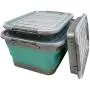 Homz Store N Stow(TM) 17 Gallon Quetschebehälter mit Rädern, Grau und Türkis-Basis mit Klarsichtdeckel, Klappbarer Lagerkasten, (Set von 4)