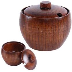 UPKOCH Wooden Spice Jar Seasoning Storage Box Spice Box Dispenser Sugar Salt Pepper Canister for Kitchen Home Restaurant