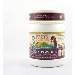 Pride Of India - Herbal Henna (Lawsonia Inermis) Hair Color Powder w/Gloves - Burgundy, Half Pound (8oz - 227gm) Jar