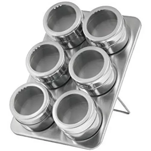 INOXPRAN GL6 Pack of 6 Jars with Magnetic Stand Stainless Steel