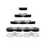 10PCS 30G/1oz Empty Refill Clear Plastic Sample Cosmetic Bottle Jar Pots Eyshadow Packing Storage Container With Black Screw Lid for Travel Make Up Cream Lotion Nails Powder Gems Beads Jewelry