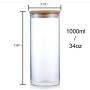 Glass Storage Jar,Kitchen Food Containers with Bamboo Lid Make It Airtight 3.15x7.87inches 34 oz -1000ml