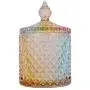 Rainie Love Home Grundnahrungsmittel Lagerung Set - Farbige Kristall Diamant Facettierte Glasbehälter mit Kristalldeckel, Geeignet als Süßigkeitenbehälter, Keksdose, Biskuitbehälter, Dekorativer Süßigkeitenbehälter - 12 OZ - Klein und 16 OZ Groß