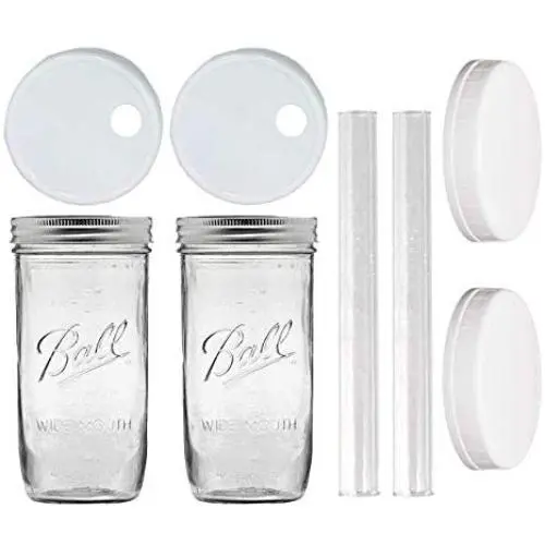Jarming Collections Boba Cup Reusable Smoothie Cup and Straws 2 Extra Wide Glass Boba Straws (10 Jarming Collections Boba Cup Reusable Smoothie Cup and Straws 2 Extra Wide Glass Boba Straws (10
