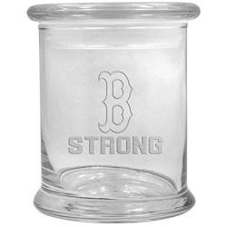 12 oz Clear Glass Herb Stash Jar and Lid with Boston Strong Logo