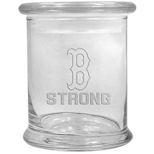 12 oz Clear Glass Herb Stash Jar and Lid with Boston Strong Logo