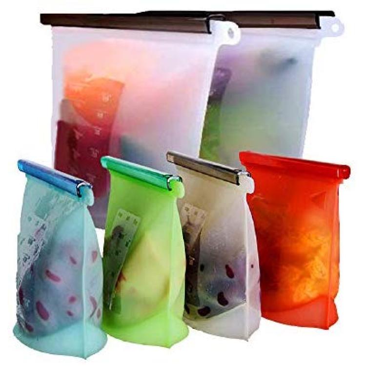 Reusable Silicone Food Storage Bags,WOHOME Airtight Seal Food Preservation  Bags/Food Grade/Versatile Preservation Bag