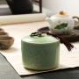 Longquan celadon Sealed Storage jars,Tea caddy Ceramic Coffee Tea canisters Sugar bowl For Home-A 10x9cm(4x3inch)