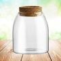 500ML Transparent Glass Storage Tank Borosilicate Glass Sealed Cans Food Grains Container with Cork (Button Shape Cork, S)