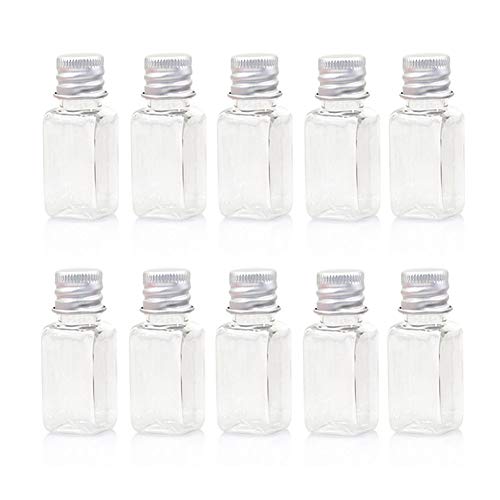 12PCS 10ml/0.3oz Clear Plastic Bottle Tube Empty Refillable Travel Makeup Sample Packing Storage Container Pot Jar Vial Dispenser with Aluminum Cap for Facial Cream Shampoo Shower Gel Lotion