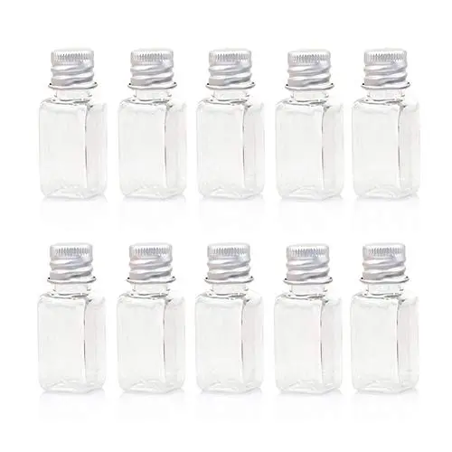 12PCS 10ml/0.3oz Clear Plastic Bottle Tube Empty Refillable Travel Makeup Sample Packing Storage Container Pot Jar Vial Dispenser with Aluminum Cap for Facial Cream Shampoo Shower Gel Lotion