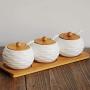 Kitchen seasoning box/Ceramic Seasoning Storage Container and Wooden Pallet Seasoning jar with Spoon