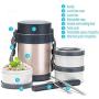 Lunch Box Food Storage Leak Proof Design Jar School Picnic Office Outdoors Stainless Steel Cans Waterproof 304 (Color : Blue)