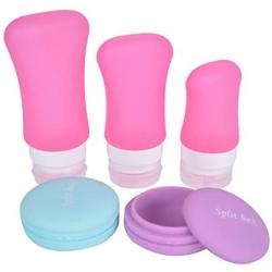 Sankuwen Silicone Travel Bottles Containers Portable Refillable Squeezable Empty Cosmetic Toiletry Containers with Cream Jars,Set of 5