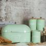 Serenable Food Storage Jar (3-Pack/Green), Food Storage Jar with Airtight Seal Natural Bamboo Lid -Galvanized Iron Food Storage Canister for Tea, Coffee, Spice