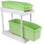 Storage Box, PP Kitchen Double Layer Spices Rack Seasoning Holder Storage Box for Kitchen Utensil Seasoning Jars(Green)