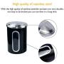 EASEASE Stainless Steel Airtight Storage Canisters for Coffee Beans,Tea and Sugar with Window  (Set of 3),(Black)
