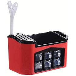 Xigeapg Cordial Shining Spice Rack Kitchen Shelf Tools Box Spice Jar Storage Rack Chopsticks Cutter Storage Box Large Capacity（Red）