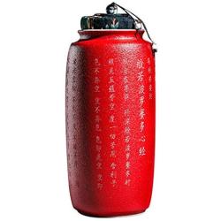 Home Décor Ceramic Jar Home Kimchi Container Tea Cake Storage Jar Kitchen Rice Flour Storage Tank Decorative Accessories (Color : Red, Size : 9.59.521cm)