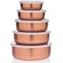 Godinger 5-teiliges Hammered Kupferbeschichtetes Stapelbares Lagerbehälter-Set mit luftdichten Deckeln – Perfektes Geschenk