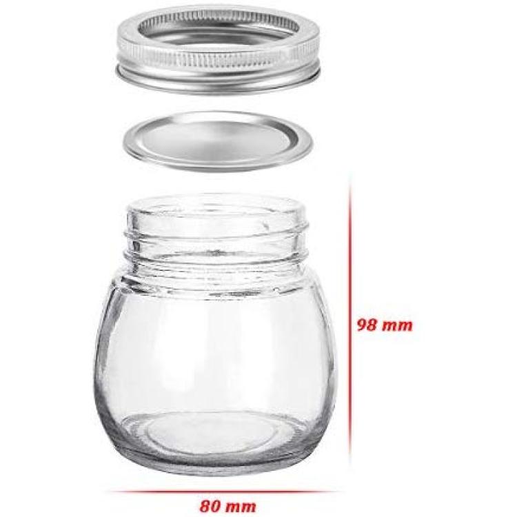 KAMOTA Round Mason Jars 12 oz With Regular Lids and Bands, Ideal for Jam,  Honey, Wedding