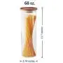 Essos Glass Jars with Wood Lids Set of (2) 68oz Canisters - Airtight and Stackable Storage Containers for the Kitchen or Pantry holds Food Cookies Coffee Spaghetti Pasta Essos Glass Jars with Wood Lids Set of (2) 68oz Canisters - Airtight and Stackable Storage Containers for the Kitchen or Pantry holds Food Cookies Coffee Spaghetti Pasta