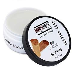 Mens Soap Company Shaving Soap 4 OZ Sandalwood Shave Jar. Made with Vegan Natural Ingredients. Includes Shea Butter, Vitamin E, and Coconut Oil to Protect & Moisturize the Skin