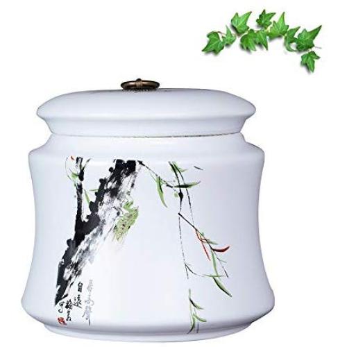 Keramikvase LJIANW loser Tee Dose/Teespeicher/Teeschale/Teeschließdose mit Deckel, 3 Farben 2 Größen (Farbe: C, Größe: 17,5x17CM)