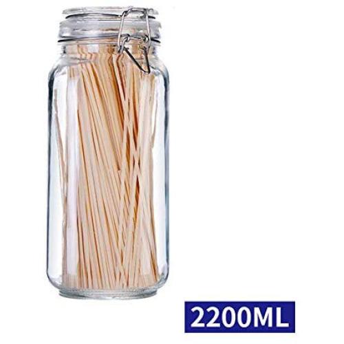 YunNasi Glass Favor Jars with Lids Airtight Canister Food Storage Canning Bottles Jar for Sauce Coffee Beans Cookies Candies Clear (75.16oz -2200ml)