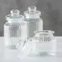 WHW Whole House Worlds Iconic Ribbed and Knob Topped Clear Glass Kitchen Storage Jars, Set of 3, Air Tight Seals, 9, 7 1/2, and 6 Inches Tall WHW Whole House Worlds Iconic Ribbed and Knob Topped Clear Glass Kitchen Storage Jars, Set of 3, Air Tight Seals, 9, 7 1/2, and 6 Inches Tall