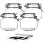 Bouteilles en verre YEBODA 24oz avec couvercle clipsable étanche et joints en silicone pour contenants multi-usage cuisine – Claires carrées (4 pack) Bouteilles en verre YEBODA 24oz avec couvercle clipsable étanche et joints en silicone pour contenants multi-usage cuisine – Claires carrées (4 pack)