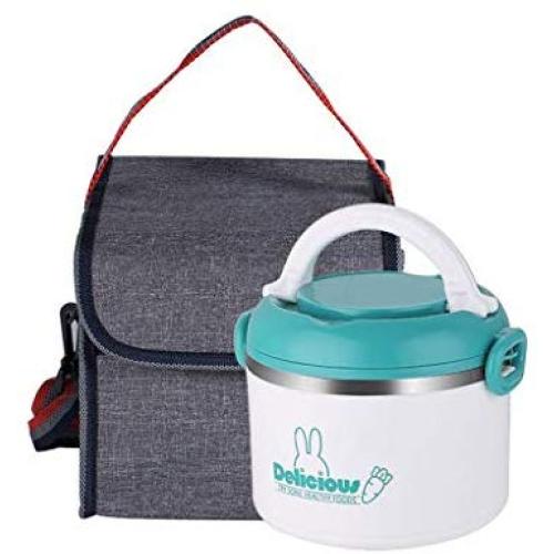 Thermos-Flasche Mehrfachbehälter für Studenten, wasserdichte Isolierbehälter, Hochkapazität, Tragbarer Isoliermucksack (Farbe: Grün, Größe: 1000ml)