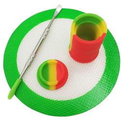 SZBS A Set Silicone Container Round Mat 11ml drum-shape Container Wax Oil Container Concentrate Storage Container Wax Silicone Jar With a Metal Rod (Green, 1)