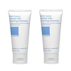 LATHER AHA Hand Crème with Evening Primrose, 2 Ounce Tube (2 Pack) Gentle, Moisturizing Exfoliant Hand Cream with Fruit Derived Alpha Hydroxy Acid