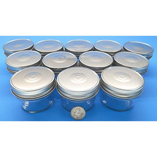 (Set of 12) 4 oz Mason Jars with Smooth Sides -Easy to Label with Silver Finished Safety Button Lids, Regular Mouth