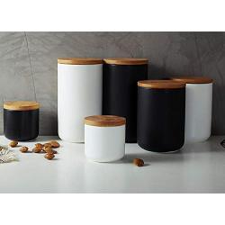Sealed Ceramic Storage Jar For Spices Tank Container For Eating With Lid Bottle Coffee Tea Caddy Kitchen,L White
