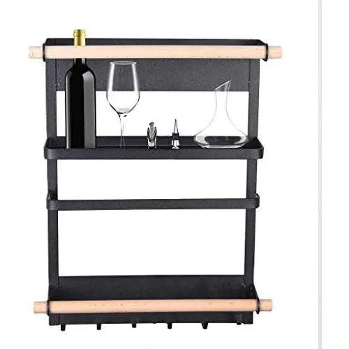 Tuscom Magnetische Küchenregal Frigarsortierschrank 3stufiges Metall-Regalsystem mit 6 Haken Multifunktionale Gewürzglashalter Haushaltsküche Organizer