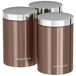 Morphy Richards Accents Kitchen Storage Canisters, Stainless Steel, Copper, Set of 3