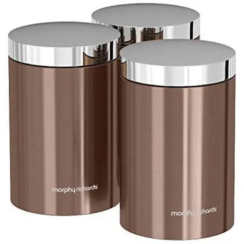 Boîtes de Rangement de Cuisine Morphy Richards Accents, Acier Inoxydable, Cuivre, Jeu de 3 Boîtes de Rangement de Cuisine Morphy Richards Accents, Acier Inoxydable, Cuivre, Jeu de 3