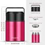 Soup Thermos Food Jar Wide Mouth Alxeme 27 oz Insulated Lunch Containers Stainless Steel Vacuum Thermal Bento Lunch Box for Hot Food with Folding Spoon Flexible Handle Leak Proof Food Flask ? RoseGold
