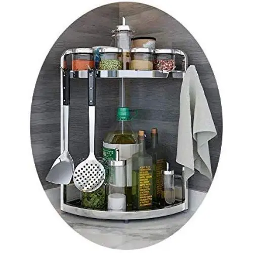 Étagères à épices en acier inoxydable LYNNTLJ, Support de cuisine multi-couches pour pots et bocaux, Argent / 29x43cm Étagères à épices en acier inoxydable LYNNTLJ, Support de cuisine multi-couches pour pots et bocaux, Argent / 29x43cm