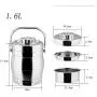 Thermos Food Jar Drum Shape Thermos Stainless Food Flask Vacuum Insulated Food Containers Portable Bag (Size : 1600ML)