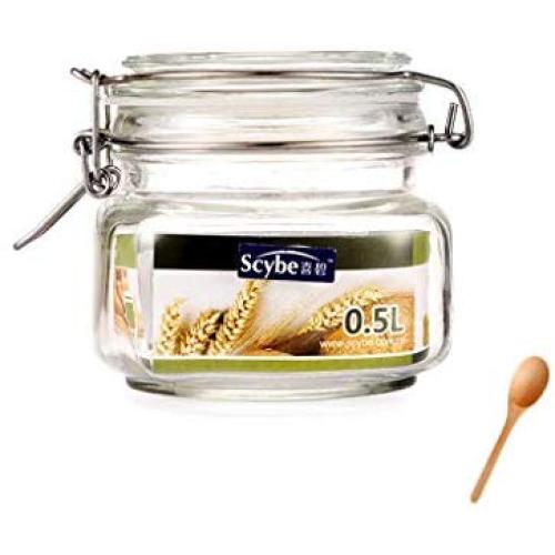 Sealed Glass Storage Jar Food Grains Storage Bottle With Buckle Tea Milk Powder Coffee Seal Storage Cans DELICATEWNN (Capacity : 0.5L1)