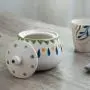 Glaskondimentbehälter, Glaskaraffe, Gewürzkaraffe, Gewürzbehälter, Keramik Zuckerbowl, Kondimentbehälter, Zuckerbowl