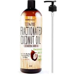 Molivera Organics Fractionated Coconut Oil 16 oz. Premium Grade A, 100% Pure MCT Coconut Oil for Hair, Skin, Massage and Aromatherapy Carrier Oils – Great for DIY - UV Resistant BPA Free Bottle